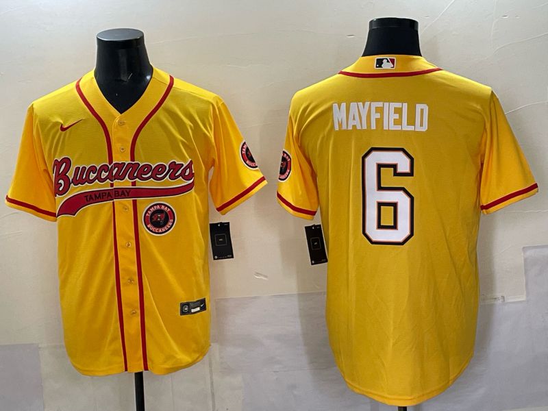 Men 2025 Tampa Bay Buccaneers #6 Mayfield Yellow Joint Name Nike Limited NFL Jersey style 07